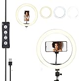 Photron Professional 12 Inch(30cm) LED Ring Light with Mobile Holder PH12RL | LED: SMD 162pcs | 2 Flexible Mobile Holders |Intensity Control |Color Te