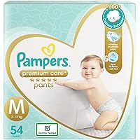 Pampers Premium Care Pants, Medium size baby diapers (MD), 54 Count, Softest ever Pampers pants
