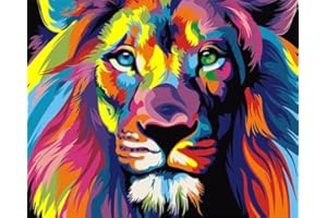 WELHAEPI 5D DIY Diamond Painting Kit Completo, León Pintura de Diamantes 5D, Diamante Artes Cristal Punto de Cruz Bordado Pinturas Diamantes Painting por Números para Adultos Niños Decoraciones