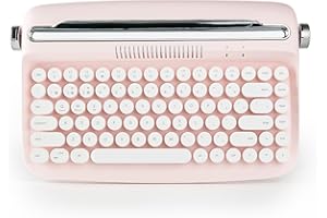 ‎YUNZII YUNZII ACTTO B303 Kabellose Schreibmaschinentastatur, Ästhetische Retro-Bluetooth-Tastatur Mit Integriertem Ständer Für Mehrere Geräte (B303, Babyrosa)