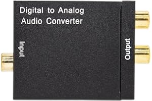 Sky Vision Przetwornik audio cyfrowy, Toslink i koncentryczny do stereo R/L do telewizora, odtwarzacza DVD, PlayStation z zasilaczem 5 V/DC, cinch, transmisja bez szumów, Plug & Play, czarny