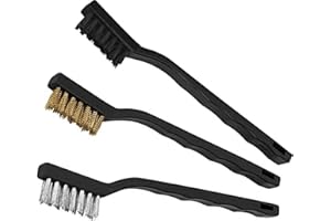 TOTONY Mini Drahtbürsten Set 3-teilig Hand Drahtbürste Klein Edelstahl Messing Bürste Stahlbürste Metallbürste zur Reinigung Schmutz Schlacken Rost