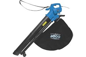 Pro-Kleen Garden Leaf Blower And Vacuum, 3000W, Shreds, Mulches, 10m Power Cable, UK Plug, 2 x 35L Large Collection Bags, 10:1 Mulching Shredding Ratio, Lightweight