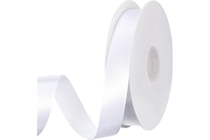 woric 50 Meter White Ribbon, 20mm Satin Gift Ribbons White Ribbon for Gift Wrapping Christmas Bows Crafting Decoration Wedding Party