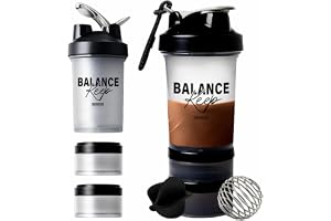 BERNESSI 500ml/17oz Protein Shaker Bottle with Leak-Proof for Protein Mixes & Shakes with Stainless Steel Ball, Protein Bottle Blender Cocktail Shaker Cup for Gym Fitness Home Pre Workout (Balance)