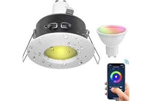Planetitaly Faretto incasso IP65 SMART WiFi controllo vocale 5W GU10 RGB CCT da 2700K a 6500K cromoterapia luci box doccia 230V (Colore Bianco)
