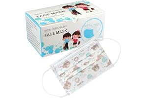 KIDS LICENSING Disposable Face Masks for kids Protective Nose & Mouth Coverings with 3-Layer Shield, High Filterability for Kids Protection (Cute Bears (50 Pcs) Masks)