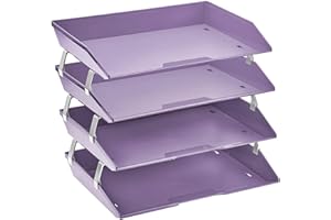 Acrimet Facility 4 Tier Letter Tray, Side Load, Letter Size/A4, Desktop File Organizer, Plastic (Solid Purple)