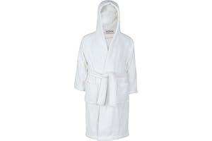 A2Z 4 Kids Childrens Boys Girls Hooded Bathrobe 100% Cotton Terry - Towel Bathrobe White_11-12