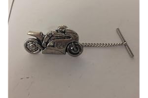 PRIDEINDETAILS P2 Motorcycle No.2 Tack Tie Pin With Chain english pewter handmade in sheffield
