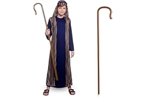 My Illusions Kids Blue Shepherd Joseph Costume Robe And Crook Boys Nativity Christmas Fancy Dress Outfit