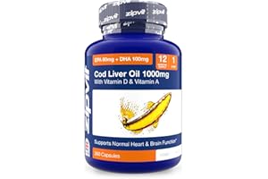 ZIPVIT Cod Liver Oil 1000mg, 360 Capsules of High Strength Fish Oil, Rich in Omega 3. Supports Heart Health, Brain Health, Eye Health and Normal Blood Pressure