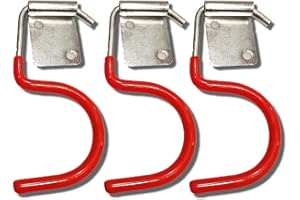 LIFEDYLUK 15 x Hooks for Garden Tools, Garden Tools Hanging, Red Device Holder, Wall Hook, Non-Slip Rubber Coating, Hanging for Garden Tools, Garage Organiser Systems, Tool Holder