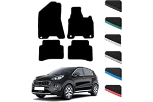 GCM - Car Floor Mats for Kia Sportage 2016-2021 Full Coverage Floor Protection - Anti Slip & Fit Carpet Car Mats with Clips Easy to Clean Heavy Duty for All-Weather (Black Edging, Carpet)