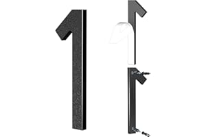 Yafimea Número de casa exterior 15 cm negro, Números para casa con instalación adhesiva o con tornillos, diseño moderno flotante 3D para pared o valla (1)