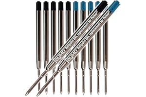 COTTAGE MILLS Jaymo - 12 - Reemplazo de tinta de gel para bolígrafos, compatible con Parker, Escritura fluida en tinta alemana y punta mediana 0,7mm, (6) negro y (6) azul