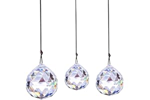 JOKILY 3 sztuki kryształowych szklanych pryzmatów, kryształowa kula wisząca, kryształowa tęcza, kryształowa zawieszka, kryształki do zawieszenia, kryształki do zawieszenia, jako dekoracja pokoju, lampy