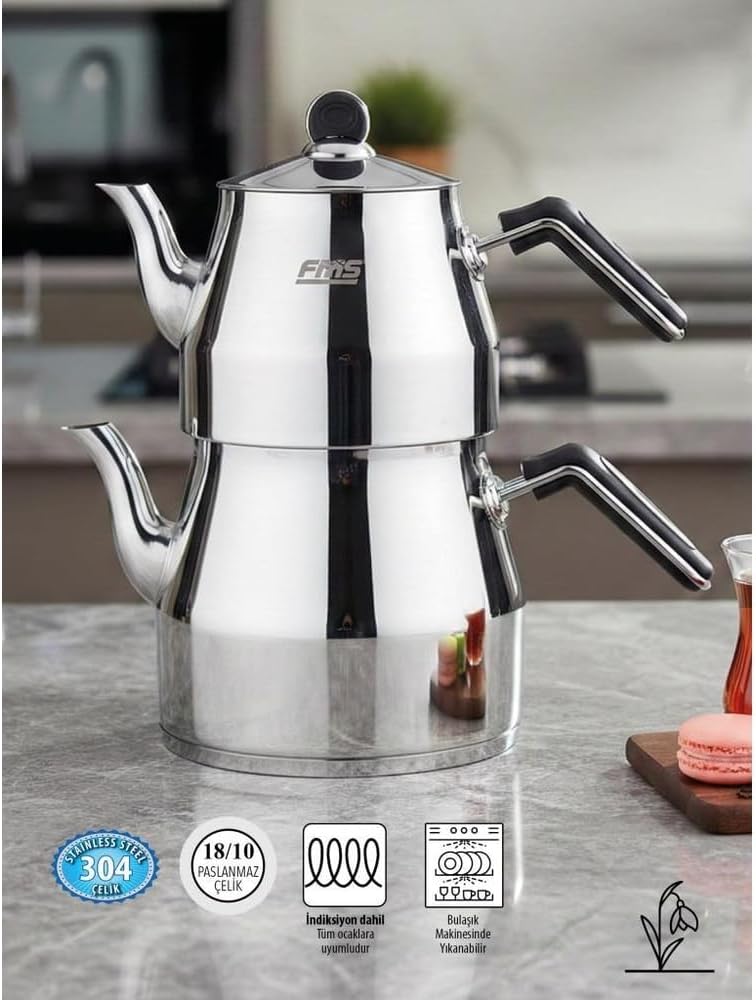 FMS Mega Maxi Boy Çelik Çaydanlık Siyah 4074