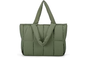 WINSPANSY Handtasche Damen，Elegant puffy Tote Bag Einfarbig Shopper Gesteppte Tasche Laptop Schule Damen Taschen Groß Umhängetasche mit Reißverschluss Warme Schultertasche Puffer Bag Handbag Stepptasche