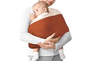 NEIVEINO Porte-bébé nouveau-né, conçu sans nœuds, élastique, jusqu'à 16 kg, ergonomique et confortable, porte-bébé Babycare (orange + beige)
