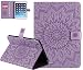 Produktbild iPad mini 3 Hülle,Roreikes Premium Lederhülle Kunstleder Schutzhülle Tasche Etui Flip Case Smart Cover Volle Blume Muster Prägung Handytasche Hülle im Bookstyle PU Leder Soft Silikon Back Wallet Brieftasche Neu Zubehör mit Ständer Funktion und Eingebautem Magnet für Einschlaf/Aufwach für Apple iPad mini 3(7,9Zoll)-Lila