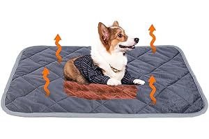 NHCDFA Self Heating Cat Mat,Pet Self-Warming Pad Mat 40x50cm,Thermal Dog Cat Blanket Machine Washable Reusable,Safe Self Heated Soft Pet Blankets,Non-Slip Warm Puppy Rabbit Mat(Grey)