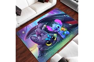 YZGAH Dibujos Animados Lilio & Stitch Alfombra Sala De Juegos para Niños Sala De Estar Dormitorio Accesorios De Fotografía Antideslizantes Regalo De Cumpleaños I9139 60X90Cm