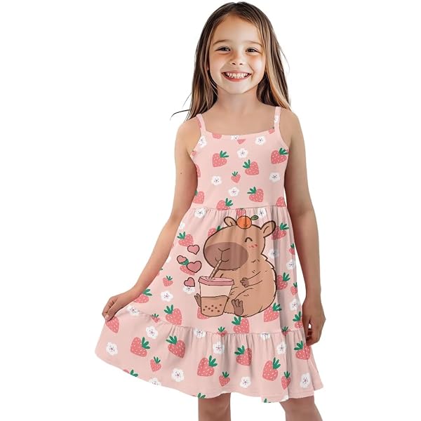 Aueoero Girls Sleeveless Tropical Summer Dress - Palm Tree Print For Beach & Party