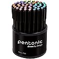 Pentonic 0.7mm Ball Point Pen Tumbler Pack | Black Body | Sky Blue,Pink,Orange,Purple & Green Ink | Pack of 50 Pens