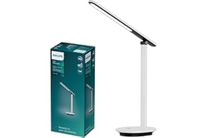 ‎PHILIPS PHILIPS LED Ivory Schreibtischleuchte (5 W), dimmbare und tragbare Tischleuchte mit EyeComfort, energiesparende LED Beleuchtung, weiß