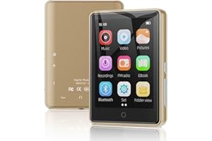 PINHUI 64 GB Reproductor MP3 Bluetooth 5.3 con Altavoz, Pantalla de 2,8 Pulgadas, Sonido HiFi, Reproductor MP4, Reproductor MP3 para niños, Radio FM, podómetro Deportivo,Reproductor de Musica(Oro)