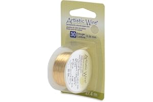 Artistic Wire 30 Gauge / .26 mm Tarnish Resistant Brass Craft Wire, 30 yd / 27.4 m, Gold Color