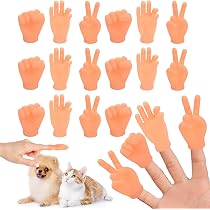 18 Pcs Tiny Hands, Mini Main Gauche Main Droite Petite Main Petits Doigts Marionnettes à Doigts Mini Doigt pour Halloween, Noël, fête de Jeu l'interaction avec Les Animaux de Compagnie
