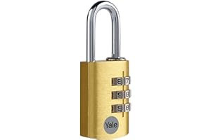 YALE Lucchetto da viaggio a combinazione a 3 cifre in alluminio YE3CB/28/126/1/GO oro, corpo 28 mm, combinazione a 3 cifre