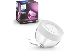 Philips Hue – Lámpara led inteligente, Hue Iris, Lámpara de Mesa LED, Luz Blanca y Luces de Colores, Compatible con Alexa y Google Home, Color Blanco