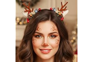 Unicra bandeau de noël bois bandeau élan cerf cornes d'animaux chapeaux pièce de cheveux Halloween accessoires de cheveux (15)