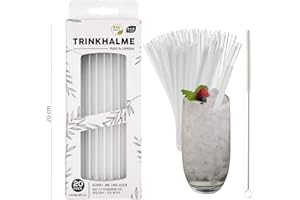 MEG Cannucce riutilizzabili Premium 20 pezzi, 20 cm, trasparente, made in Germany, riutilizzabili e lavabili in lavastoviglie con spazzola per la pulizia, ideali anche per bambini (trasparente, 20)
