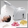 Cinidy 2 in 1 Facial Steamer and Hair Steamer Face Sauna Humidifier Hot Mist Moisturizing for For Cold and Cough Nose Facial SPA Skin Care Salon and home (white colorss) (whiites)