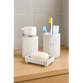 Sas Haus Banyo Takımı Diş Fır&ccedil;alık Sıvı Sabunluk Katı Sabunluk 3'l&uuml; Set Beyaz