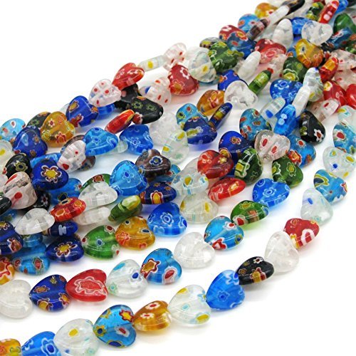 Beading Station Estación de Abalorios 10 Mix millefiori Cuentas Plana corazón Perlas de Cristal, 10 mm