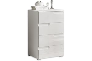 STELLA TRADING SPICE komoda w kolorze białym na wysoki połysk – nowoczesny kredens z dużą ilością miejsca do przechowywania do Twojego mieszkania – 50 x 80 x 40 cm (szer./wys./głęb.)