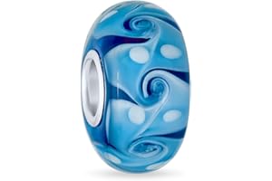 Bling Jewelry Perle D'Entretoise Tourbillon En Verre De Murano Vert Rouge Bleu Aqua Pour Femmes Ados Bracelet Européen En Argent Sterling 925