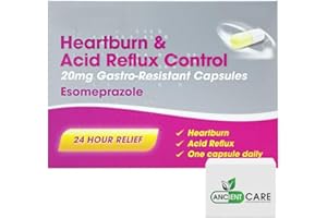 ANCIENT CARE CREATING HEALTHIER LIVES Esomeprazole 20mg Heartburn & Acid Reflux Control – 24-Hour Acid Reducer for Indigestion & Heartburn – Fast-Acting, Delayed-Release Capsules – Reduces Stomach Acid 14 Count