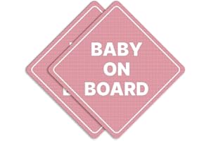 GEEKBEAR Baby on Board Sticker or Magent for Cars - 2 Pack Safety Signs, 6.8 x 6.8 in (Sticker, Light Pink)