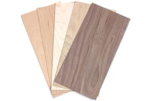 wodewa Juego de chapa de madera 2mm de espesor 5 especies de madera 30x14cm | 5 unidades Tableros de madera hechos a mano real para artesanía Modelo manualidades
