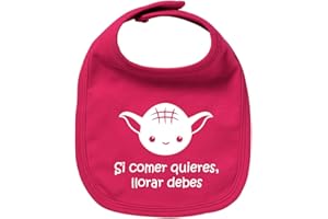 Clickink Babero bebé Si comer quieres, llorar debes. Regalos para bebés. Regalo divertido. Bebé friki. Babero friki. Babero bebé algodón.