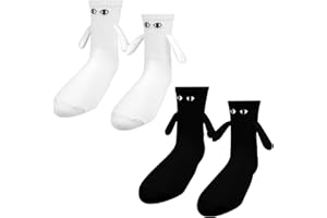 Pipihome 2 Pairs Magnetic Socks, Funny Gifts for Women Men, Novelty Christmas Socks Couple Gifts for Boyfriend Girlfriend, Holding Hands Friendship Sock Stocking Fillers