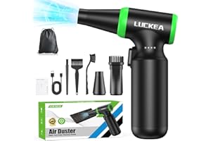 ‎LUCKEA Elektrische Staubgebläse Druckluftspray für PC Reinigung - 130000 U/min 3-Gang Air Duster mit 6000 mAh Akku, 2 Blasdüsen, 3 Antistatikbürsten, Type-C Schnellladung, Compressed Air Luftdruckspray