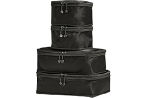 ANTLER - Compression Packing Cubes, Set of 4 Essential Packing Cubes for Suitcases and Backpacks - Holiday, Travel & Accessories Organiser, Easy Clothes and Shoe Storage - Black