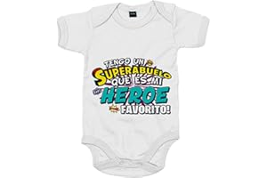 STAMPATS Body bebé tengo un Superabuelo que és mi héroe favorito regalo para abuelo - Blanco, Talla única 12 meses